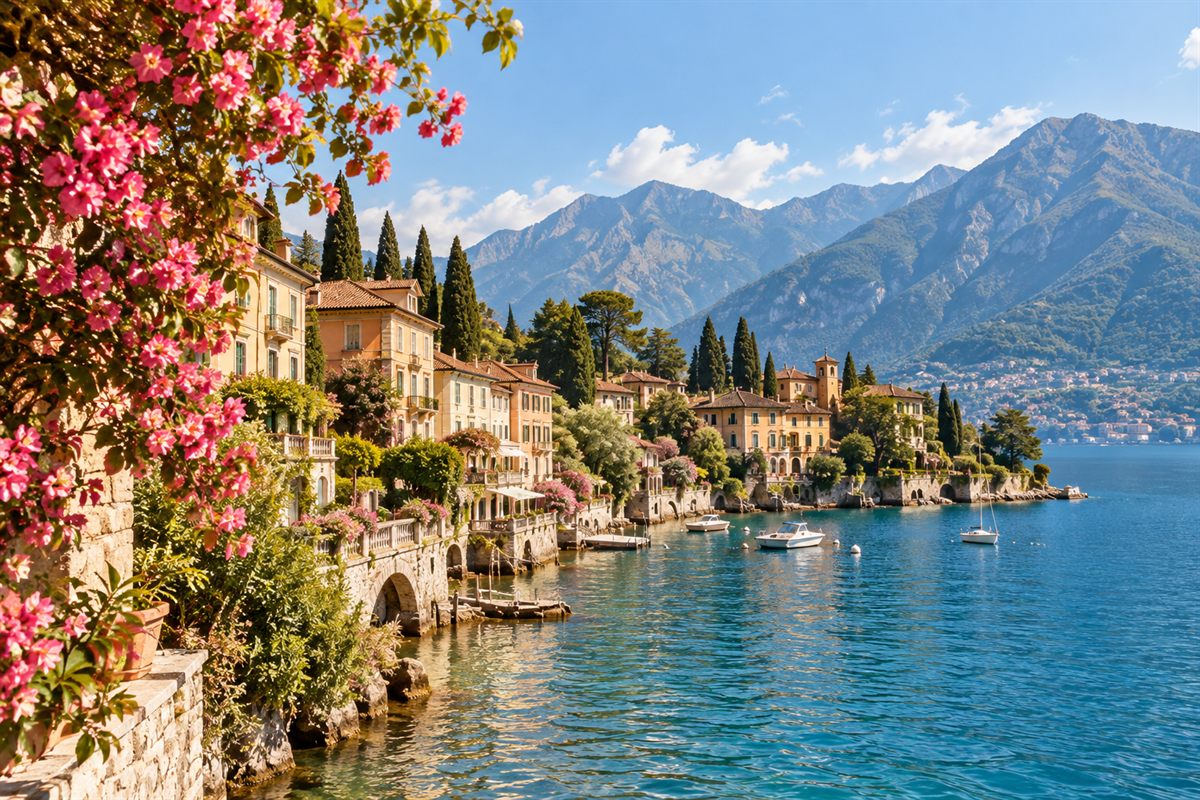 A lakeside village